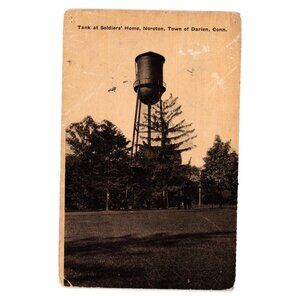 Tank At Soldiers Home Noroton Town Of Darien Conn Vintage Postcard Posted Stamp